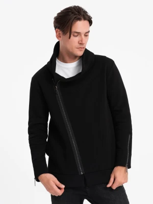 Rozpinana bluza męska ze stójką LONDON - czarna - Rozmiar: L Ombre Clothing