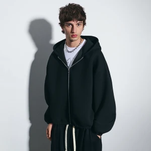 Rozpinana bluza oversize cropped z kapturem czarna House