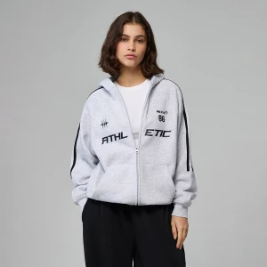 Rozpinana bluza oversize z kapturem Athletic szara House