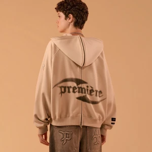 Zdjęcie produktu Rozpinana bluza oversize z nadrukiem PREMIÈRE beżowa House
