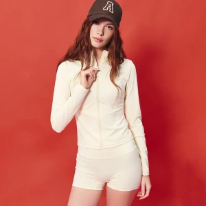 Rozpinana bluza slim fit ze stójką kremowa House