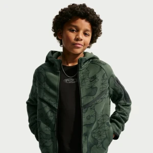 Rozpinana bluza z kapturem dla dużych dzieci (chłopców) Nike Tech Fleece - Zieleń