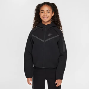 Rozpinana bluza z kapturem dla dużych dzieci (dziewcząt) Nike Sportswear Tech Fleece - Czerń