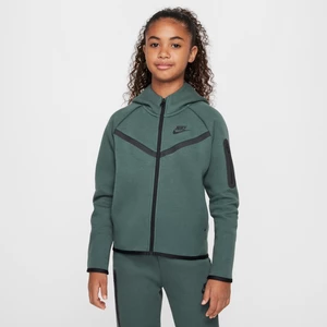 Rozpinana bluza z kapturem dla dużych dzieci (dziewcząt) Nike Sportswear Tech Fleece - Zieleń