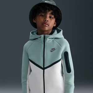 Rozpinana bluza z kapturem dla dużych dzieci Nike Sportswear Tech Fleece - Szary