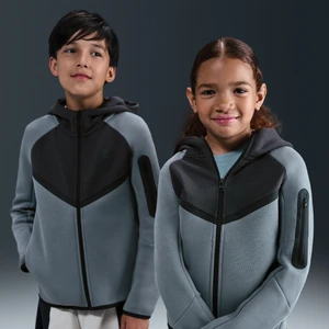Rozpinana bluza z kapturem dla dużych dzieci Nike Sportswear Tech Fleece - Szary