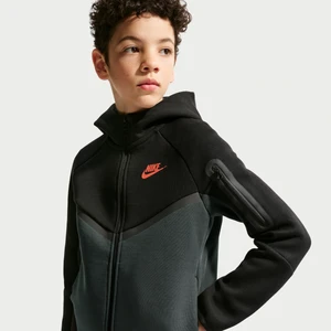 Rozpinana bluza z kapturem dla dużych dzieci Nike Tech Fleece - Czerń