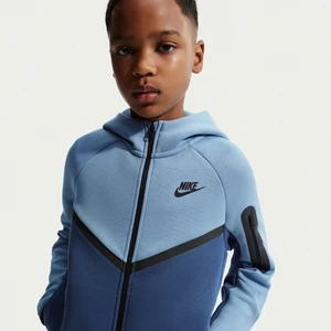 Rozpinana bluza z kapturem dla dużych dzieci Nike Tech Fleece - Niebieski