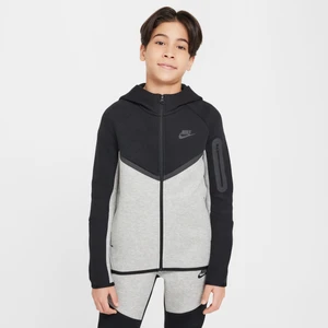 Rozpinana bluza z kapturem dla dużych dzieci Nike Tech Fleece - Szary