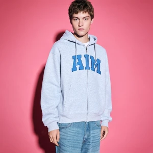 Rozpinana bluza z kapturem i aplikacją AIM House