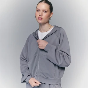 Rozpinana bluza z kapturem i modalem w składzie basic szara House