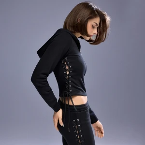 Rozpinana bluza z kapturem i wiązaniem po bokach House