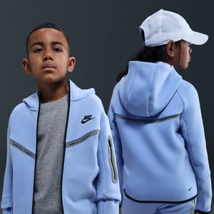 Rozpinana bluza z kapturem i akcentami o designie odbijającym światło dla dużych dzieci Nike Tech Fleece - Niebieski