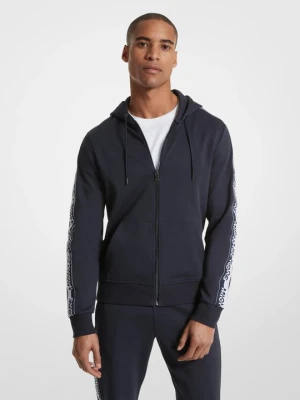 Rozpinana bluza z kapturem z taśmą z logo Michael Kors PÓŁNOC (Niebieski)