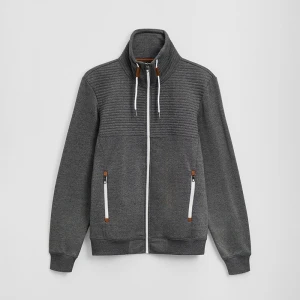 Rozpinana bluza ze stójką i pikowaniem grafitowa House