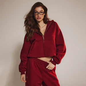 Rozpinana bordowa bluza bombka z kapturem House x Klaudia Sadownik