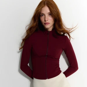 Rozpinana bordowa bluza ze stójką House