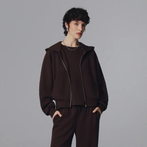 Rozpinana brązowa bluza z kapturem i domieszką modalu House