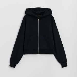 Rozpinana czarna bluza z kapturem i domieszką modalu House