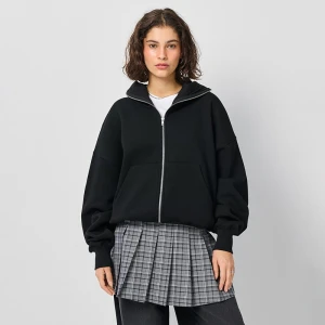 Rozpinana czarna bluza z kapturem kominiarką czarna House