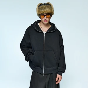 Rozpinana czarna bluza z kapturem typu ninja czarna House