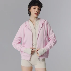 Rozpinana jasnoróżowa bluza z kapturem House