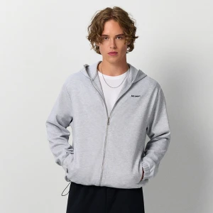 Rozpinana jasnoszara bluza z kapturem i małym haftem House