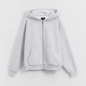 Rozpinana jasnoszara bluza z kapturem i reglanowym rękawem House