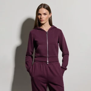 Rozpinana krótka bluza z kapturem bordowa House