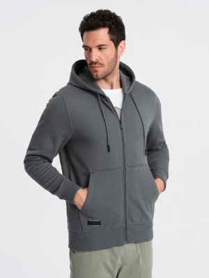 Rozpinana męska dresowa bluza BASIC – grafitowa V11 Ombre Clothing