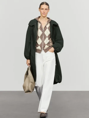 Rozpinany Kardigan Z Kapturem - Szary Mysi - Massimo Dutti - Female