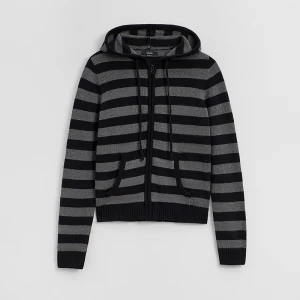 Rozpinany sweter w szaro-czarne paski House