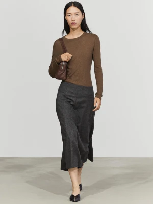 Rozszerzana Spódnica Midi Z Kieszeniami - Szary - Massimo Dutti - Female