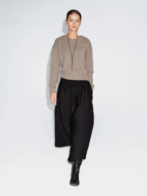 Rozszerzana Spódnica Średniej Długości Z Gumką W Pasie - Czarny - - Massimo Dutti - Kobieta