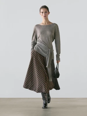 Rozszerzana Spódnica W Kratkę - Czarny - - Massimo Dutti - Kobieta