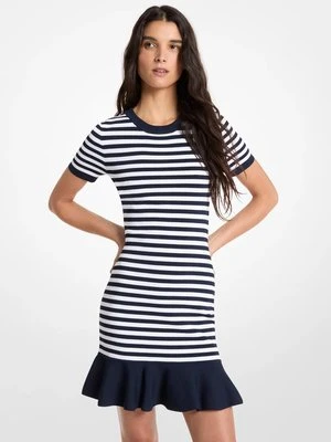 Rozszerzana sukienka w paski z elastycznej wiskozy MICHAEL Michael Kors