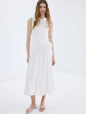 Rozszerzana sukienka z chustką kremowy / écru - Kobieta - - MANGO