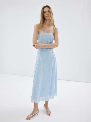 Rozszerzana sukienka z lyocellu błękitny - Kobieta - - MANGO