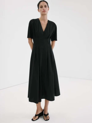 Rozszerzana sukienka z lyocellu czarny - Kobieta - - MANGO