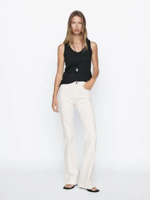 Rozszerzane Jeansy Skinny Fit Z Wysokim Stanem - Surowy - - Massimo Dutti - Kobieta