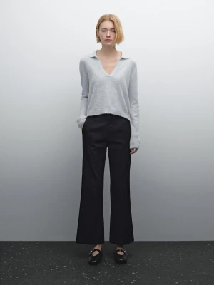 Rozszerzane Jeansy Z Mieszanki Bawełny - Ciemnoszary - - Massimo Dutti - Kobieta