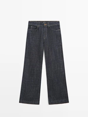 Rozszerzane Jeansy Z Wysokim Stanem - Ciemnoniebieski - - Massimo Dutti - Kobieta