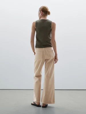 Rozszerzane Jeansy Ze Średnim Stanem - Beżowy - - Massimo Dutti - Kobieta