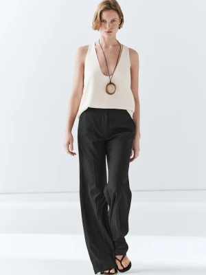Rozszerzane Spodnie W Prążki - Brudnoszary - - Massimo Dutti - Kobieta