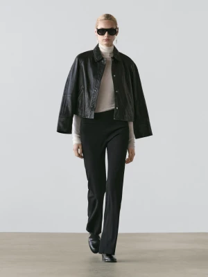 Rozszerzane Spodnie Z Kieszenią - Czarny - - Massimo Dutti - Kobieta