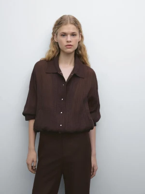 Rozszerzane Spodnie Ze Szwami - Czekoladowy - - Massimo Dutti - Kobieta