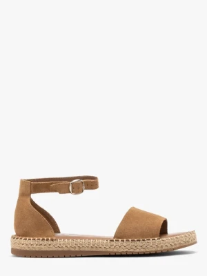 Rude płaskie sandały z weluru Ryłko