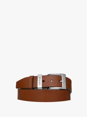 Rudy pasek męski z logotypem na klamrze Ryłko