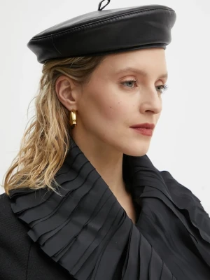 Ruslan Baginskiy beret skórzany kolor czarny BRT033-L-PT