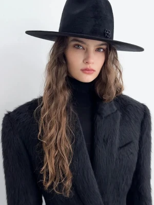 RUSLAN BAGINSKIY kapelusz damski Fedora czarny